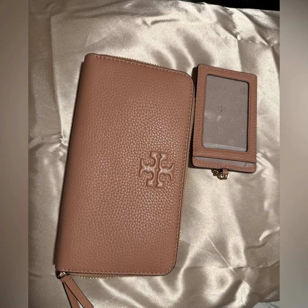 NWT Tory Burch Rose Pink Moon Thea Zip Continental Wallet with Card Holder - Picture 7 of 8